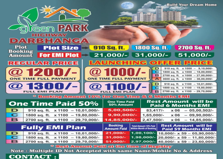 910 Sq.ft. Residential Plot for Sale in Dhoi, Darbhanga