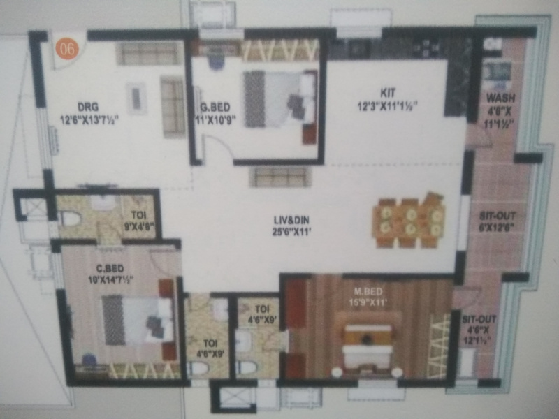 3 BHK Flats & Apartments for Sale in Kapra, Hyderabad (1729 Sq.ft.)