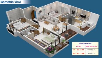 3 BHK Flats & Apartments for Sale in Hazari Pahad, Nagpur (1400 Sq.ft.)
