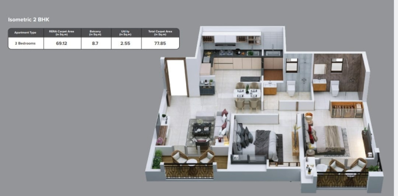 2 BHK Flats & Apartments for Sale in Bavdhan, Pune (1131 Sq.ft.)