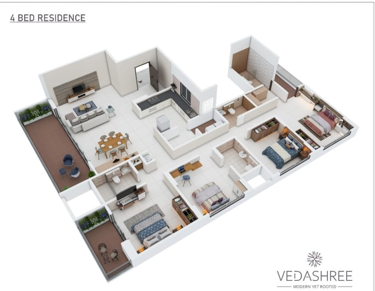 4 BHK Flats & Apartments for Sale in Right Bhusari, Pune (2681 Sq.ft.)