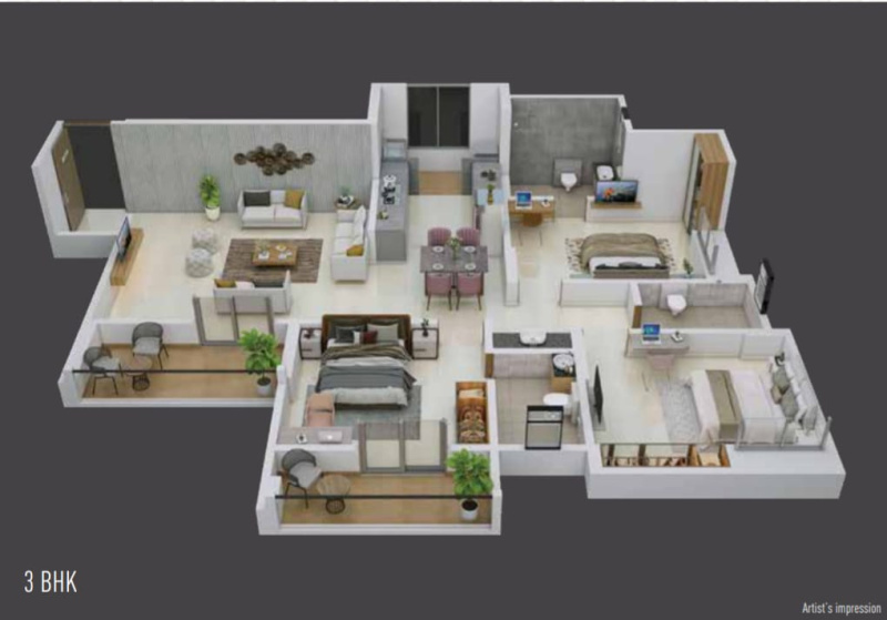 3 BHK Flats & Apartments for Sale in Ambegaon, Pune (1568 Sq.ft.)
