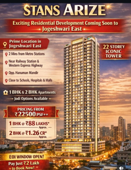 1 BHK Flats & Apartments for Sale in Jogeshwari East, Mumbai (525 Sq.ft.)