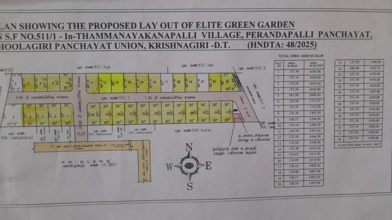 Residential Plot For Sale In Sipcot Phase II, Hosur (1393 Sq.ft.)