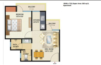 1 BHK Flats & Apartments for Sale in Techzone 4, Greater Noida (584 Sq.ft.)