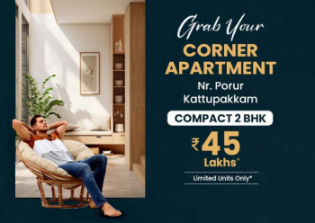 2 BHK Flats & Apartments for Sale in Kattupakkam, Chennai (639 Sq.ft.)