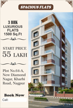 3 BHK Flats & Apartments for Sale in Kharbi, Nagpur (1500 Sq.ft.)