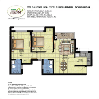 2 BHK Flats & Apartments for Sale in Neemrana, Alwar (956 Sq.ft.)