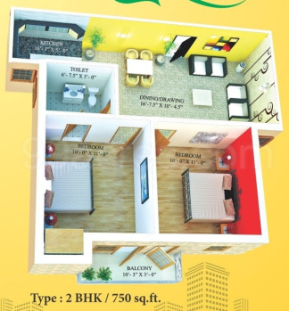 2 BHK Flats & Apartments for Sale in Alwar Bypass Road Alwar Bypass Road, Bhiwadi (725 Sq.ft.)