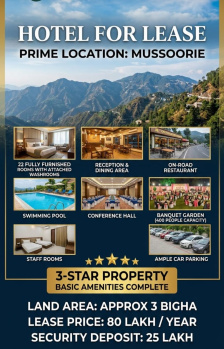 Hotel & Restaurant for Rent in Mussoorie, Dehradun (3 Bigha)