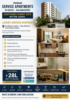 Service Apartments in Kochi – Luxury Serviced Apartment for Sale in Kalamassery Near Muttom Metro Station