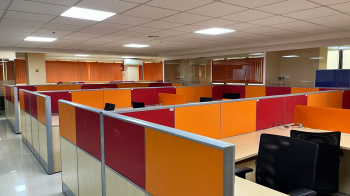 2499 sqft. No of workstations: 36(14 more can be added). It has a Manager cabin with attached toilet. Fully airconditioned.