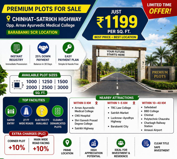 Buy Plot In Barabanki Near Lucknow Highway | Affordable Land ₹1199/Sq.Ft