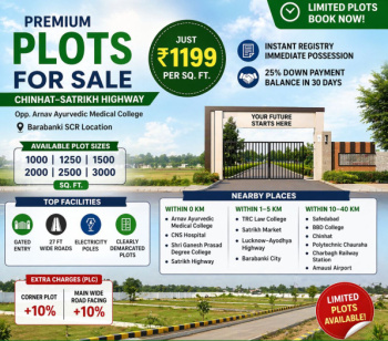 2500 Sq Ft Residential Plot Near Lucknow Ayodhya Highway Chinhat Satrikh Highway