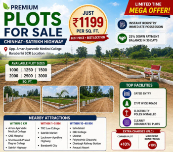 500 Sq Ft Plot for Sale on Lucknow Ayodhya Highway at Chinhat Satrikh Highway