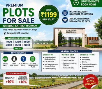 Best 1250 Sq Ft Plot Deal on Lucknow Ayodhya Highway Chinhat Satrikh Highway