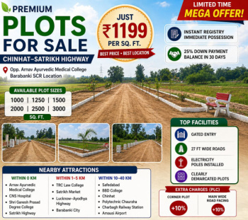 Buy 1500 Sq Ft Plot on Lucknow Ayodhya Highway at Chinhat Satrikh Highway Today