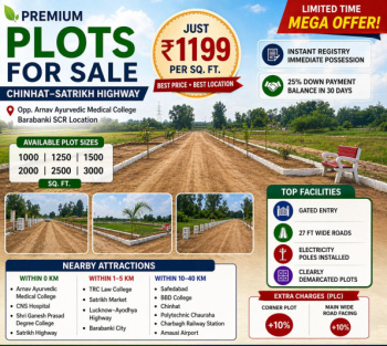600 Sq Ft Small Family Plot on Lucknow Ayodhya Highway Chinhat Satrikh Highway