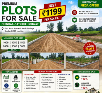 700 Sq Ft Best Investment Plot at Chinhat Satrikh Highway Lucknow Ayodhya Highway