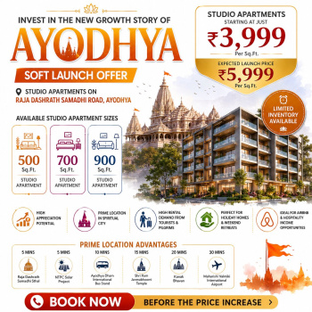 Studio Apartments for Sale in Ayodhya, Faizabad (500 Sq.ft.)