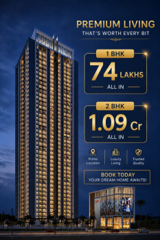 1 BHK Flats & Apartments for Sale in Kolshet, Thane (387 Sq.ft.)