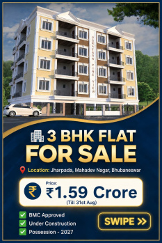 Flats & Apartments for Sale in Jharapada, Bhubaneswar (1360 Sq.ft.)