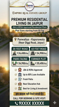 Residential Plot For Sale In Diggi Road, Jaipur (85 Sq. Yards)