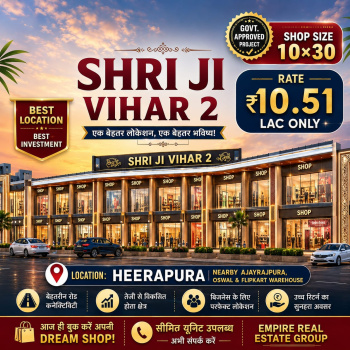 Commercial Shops for Sale in Heerapura, Jaipur (300 Sq.ft.)