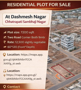 Residential Plot for Sale in Dashmesh Nagar, Aurangabad (7200 Sq.ft.)