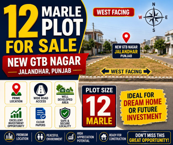 Residential Plot for Sale in GTB Nagar, Jalandhar (12 Marla)