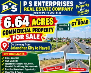 Agricultural/Farm Land for Sale in GT Road, Jalandhar (6 Acre)