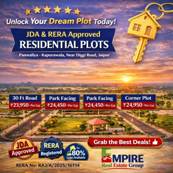 Prime Location Plots Near Diggi Road, Jaipur Residential Plots with 30 Ft & 40 Ft Wide Roads