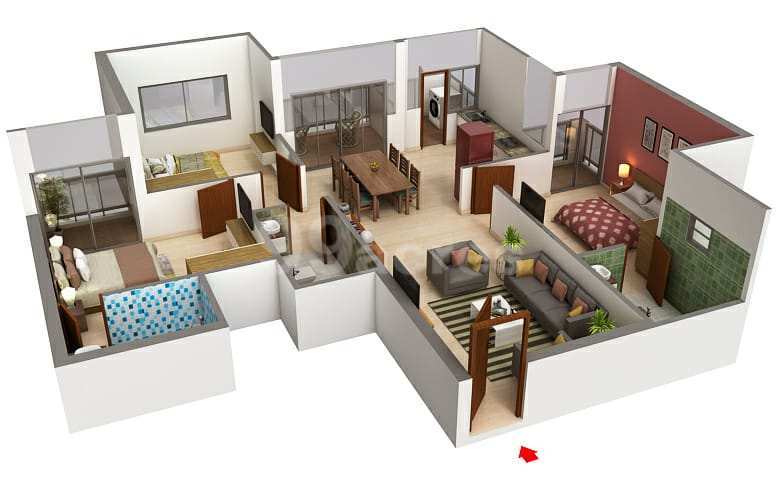 Ready Possession 3 BHK Apartment with 3 Toilets at a Well connected easily accessible location