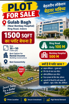 1500sqft Plot for sale near ring road Bombay Hospital Gulab bag colony