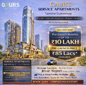 Studio Apartments for Sale in Yamuna Expressway, Greater Noida (580 Sq.ft.)