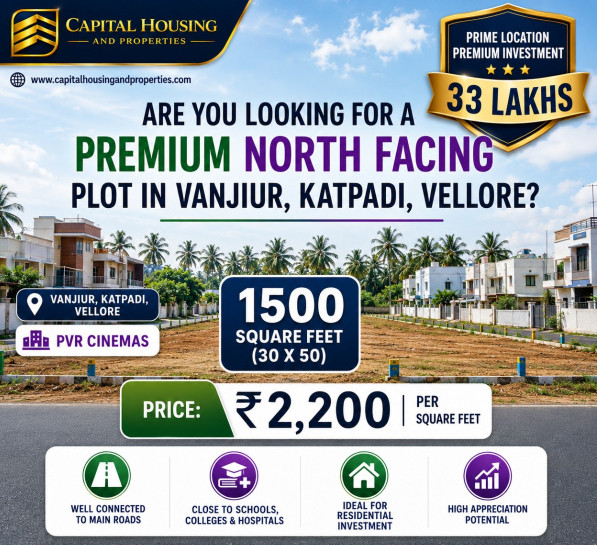 Residential Plot For Sale In Vanjur, Vellore (1500 Sq.ft.)