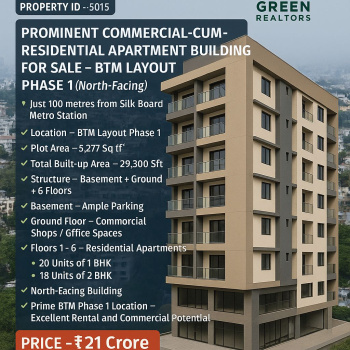 Prominent Commercial-cum-Residential Apartment Building for Sale – BTM Layout Phase 1 (North-Facing)