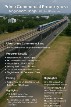 prime  commercial property singasandra bengaluru