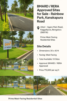 BMRDA /RERA APPROVED SITES FOR SALE RAINBOW PARK KANAKAPURA ROAD