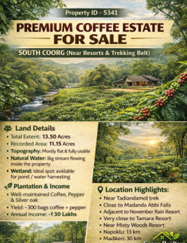 13.50 acre coeffe estate for sale near  south coorg