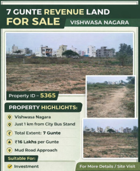 7 gunta revenue land for sale vishwasa nagara