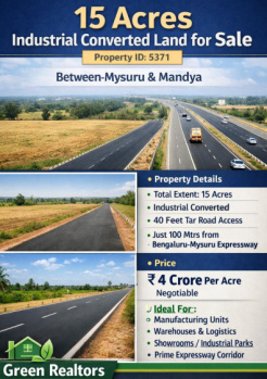 15 acre industrial converted land for sale between mandya and mysore