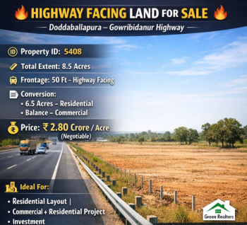 highway attached facing converted land for sale doddaballapura gowribidanuru highway