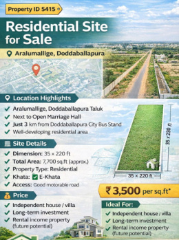 resdiential site for sale aralumallige doddaballapura