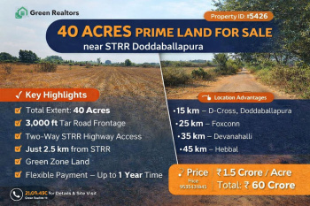 40 acres prime land for sale near STRR doddaballapura