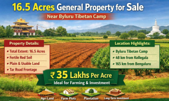 16.5 acres general property for sale near byluru tibetan camp