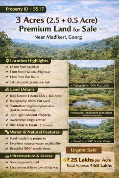 3.5 acres premium estate for sale near madikeri