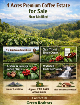 4.80 acres coeffe estate with house for sale near shanivarsanthe