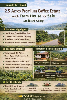 2.5 acres premium coeffe estate with farmhouse for ale madikeri coorg