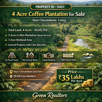 4 acre coeffe plantation for sake near kodagu coorg